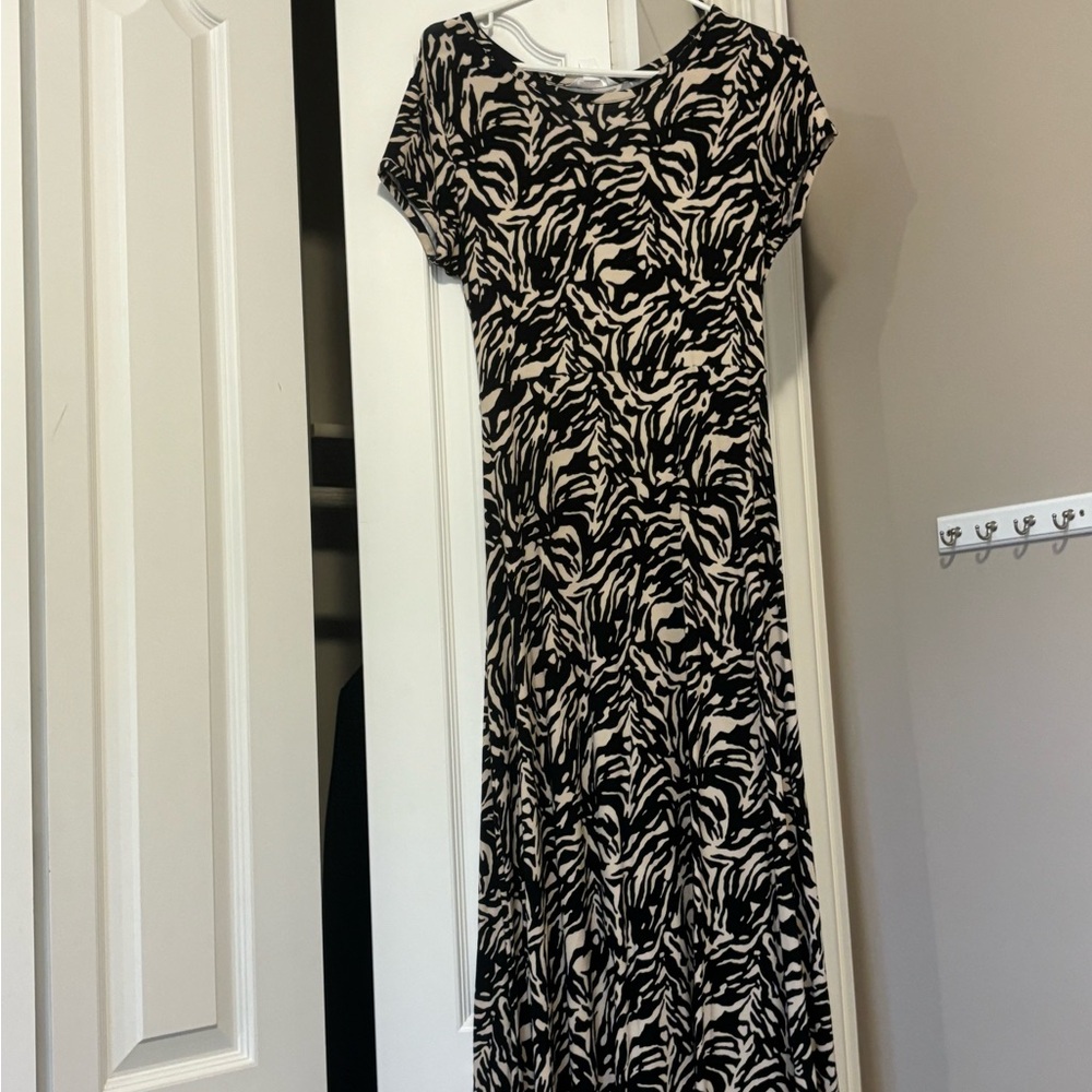 Joe Fresh Zebra Print Maxi Dress in Black and Cream